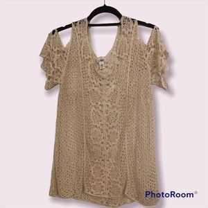 Cato women's xl lacy cold-shoulder tank cover